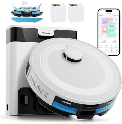 Robotstofzuiger – Dweilrobot – Stofzuigrobot – Automatische Stofzuiger – Smart Vacuum – 6000 Pa Zuigkracht – Automatisch Afvoerstation met PSD Obstakelvermijding