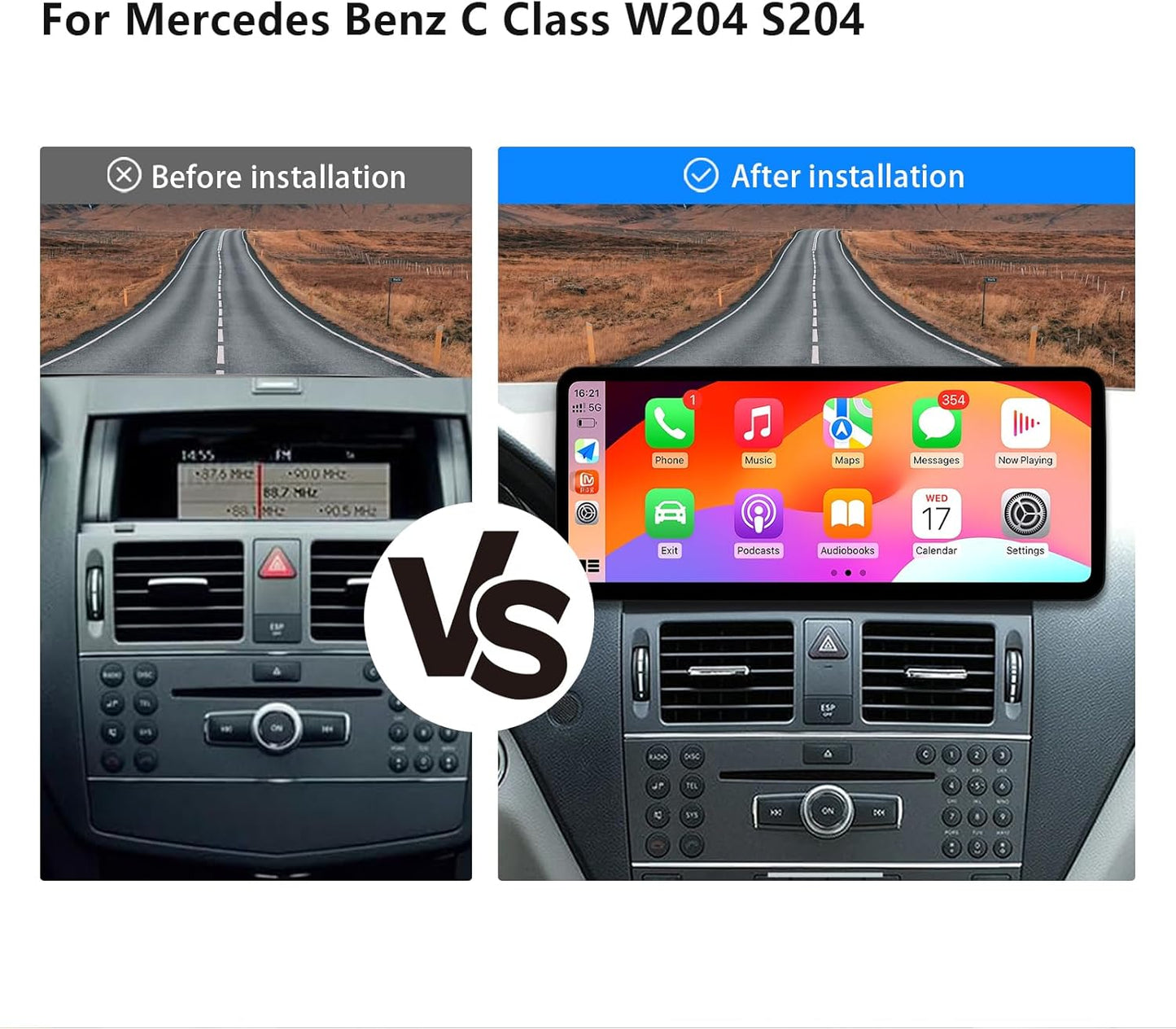 Ultra schmal 12,3 Zoll Android Auto Radio für Mercedes Benz C GLA Klasse W204 S204 Carplay Mulitmedia Player HD1920 * 720 2011-2014 BT Stereo Call Music (Linux 4.5/4.7 System)