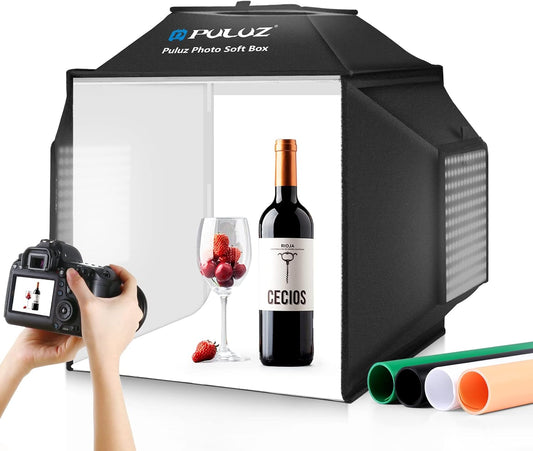 Fotobox Met Verlichting – Fototent – Lichttent – Lichtbak – Productfototent – 40,6 X 40,6 Cm – 480 Ledlampen – 5500 K CRI 95+