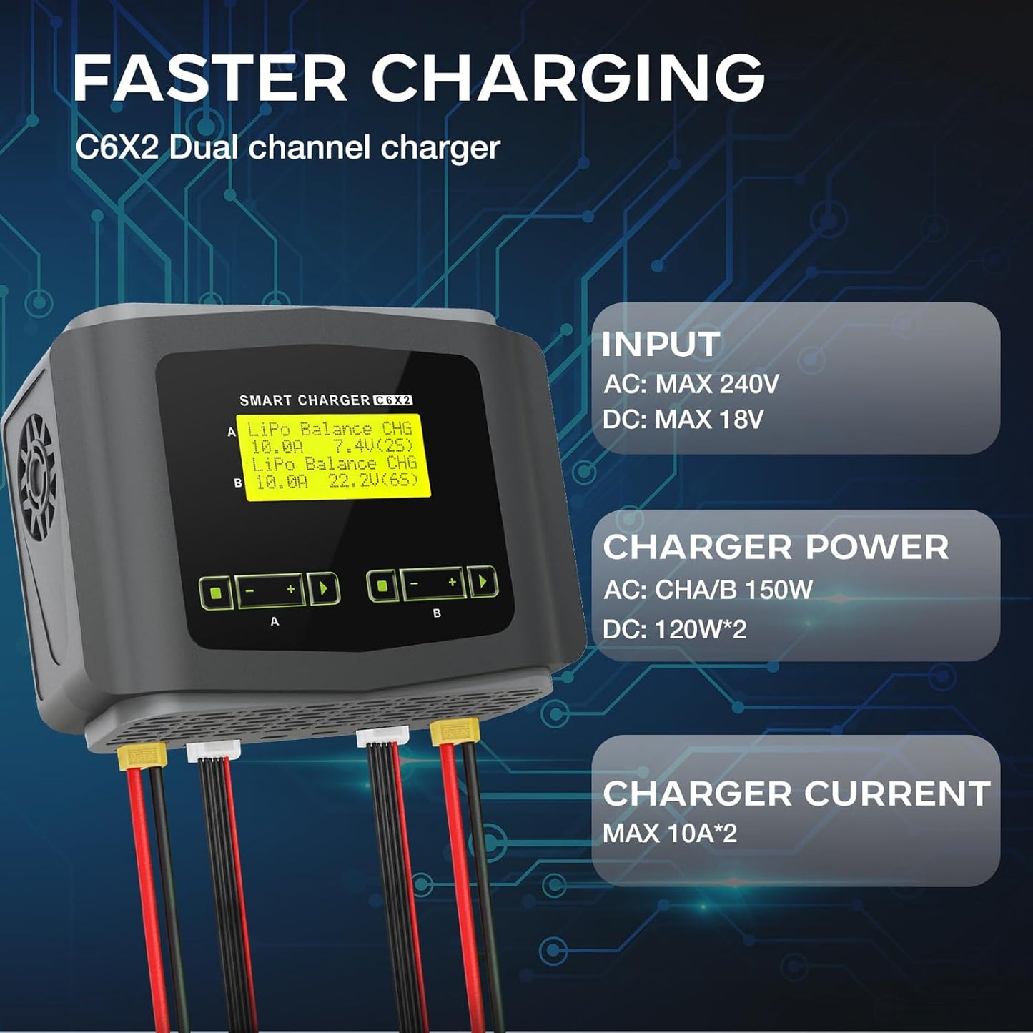 LiPo Oplader Duo – RC Oplader – Acculader – Balance Charger – LiPo Charger – Dubbel Kanaal – Veiligheid met Overbelasting- en Temperatuurbeveiliging