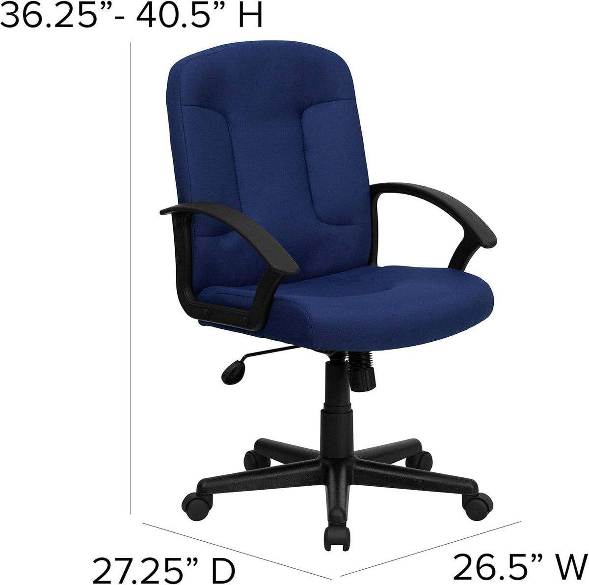 Bureaustoel – Kantoorstoel – Werkstoel – Stofferige stoel – Bureaufauteuil – Marineblauw – Middelhoge Rugleuning – Ademend Stofzitting