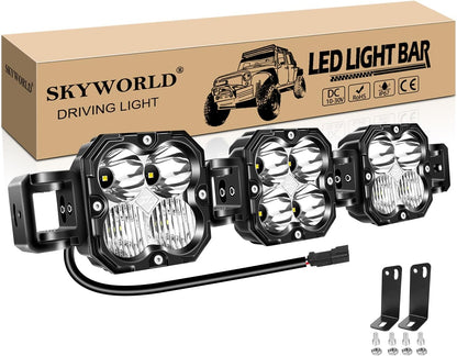 SKYWORLD Koppelbare LED-lichtbalk, 21 inch 90W 7500 LM, Offroad Mistlamp voor 4x4 Auto Vrachtwagen UTE ATV Boot Tractor, 6000K Wit Waterdichte Koplamp, Spot Flood Combo Beam