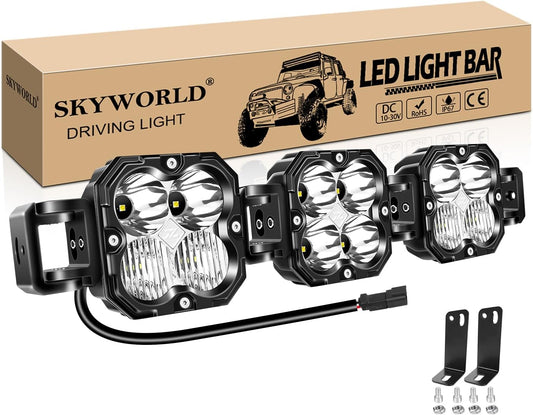 SKYWORLD Koppelbare LED-lichtbalk, 21 inch 90W 7500 LM, Offroad Mistlamp voor 4x4 Auto Vrachtwagen UTE ATV Boot Tractor, 6000K Wit Waterdichte Koplamp, Spot Flood Combo Beam