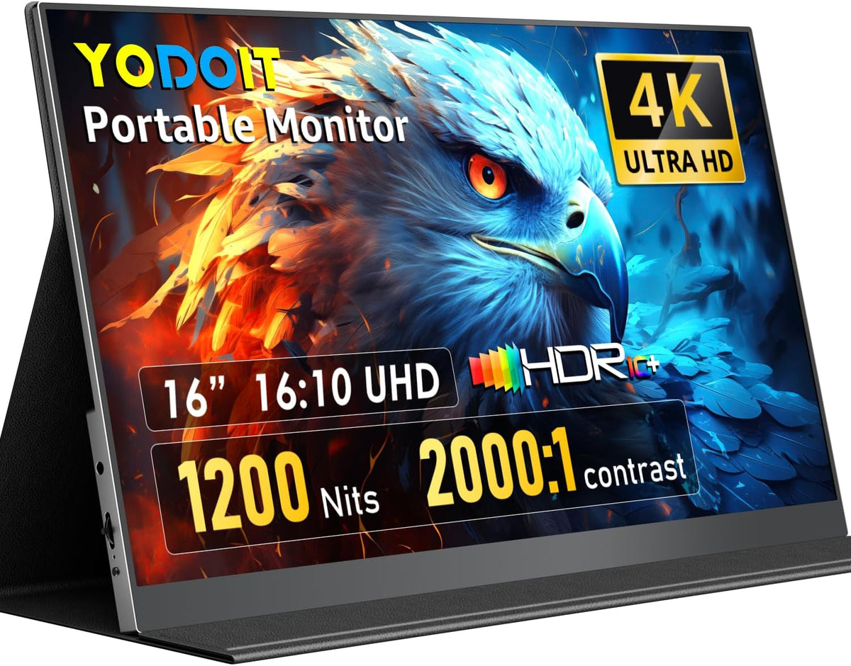 16" Draagbare Monitor – Extern Scherm – Portable Display – Mobiel Scherm – USB-C Monitor – 4K UHD Resolutie – 1200 Nits Helderheid
