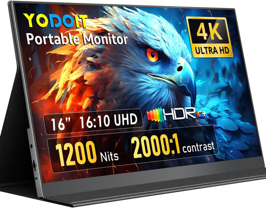 16" Draagbare Monitor – Extern Scherm – Portable Display – Mobiel Scherm – USB-C Monitor – 4K UHD Resolutie – 1200 Nits Helderheid