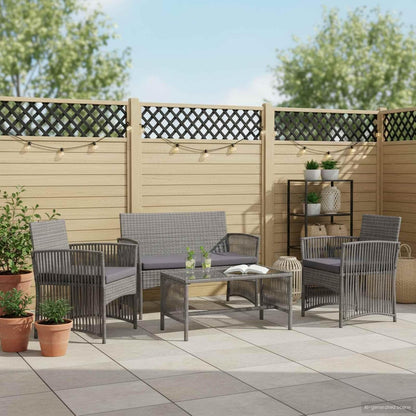 vidaXL Lounge Set with Cushions 4-Piece Garden Set Furniture Set Garden Outdoor Set Garden Furniture Garden Furniture Set Lounge Furniture Lounge Set Poly Rattan Anthracite - QUORE