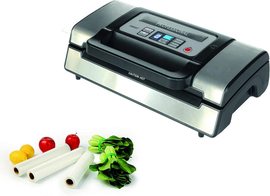 Maxxo VM Professionele vacuümverpakker met dubbele lasnaad, 20 l/min, vacuümpomp, 900 mbar, folielasapparaat voor levensmiddelen, vacuümzakken