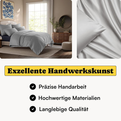 Tencel Beddengoed 200x200 Grijs Lichtgrijs + 80x80 cm | 100% Lyocell | bijzonder zacht hoogwaardig | Ritssluiting | Oeko-Tex | geschikt voor allergieën | Ademend tegen zweet