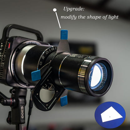 Bowens Mount Snoot DF DIGITALFOTO, Optische Snoot voor Monolight Portretten met Framing Shutter, Compatibel met Aputure Amaran 60D/XS/100X/D 200D/X, Godox SL60, 25 Gobo's