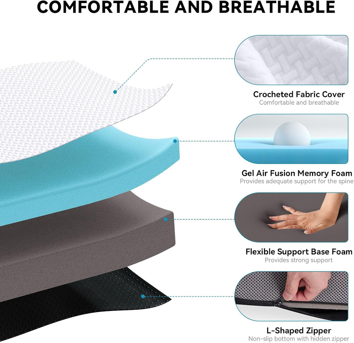 Vouwmatras, 140 x 200 x 7,5 cm, 3-delige vouwmatras, campingmatras, logeerbed, vloermatras, gastenmatras, veldbed, opklapbed