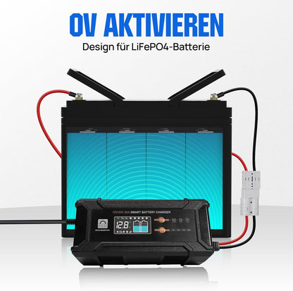 ECO-WORTHY LiFePO4 Bluetooth 12V 280Ah with 12/24V 20A Charger, Lithium Battery 12V 280Ah with 200A BMS Low-Temp Protection and Max 15000 Cycles for Motorhome, Caravan, Boat - QUORE