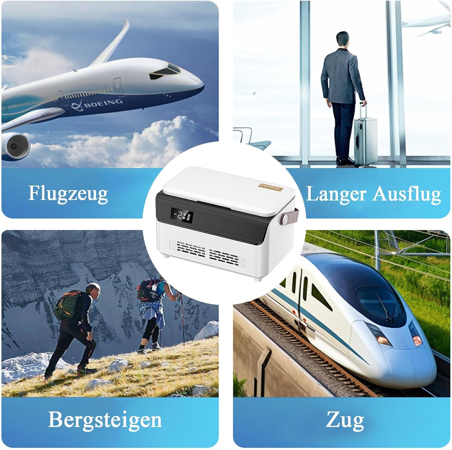 Insuline koelbox, mini-medicijnenkoelkast, draagbare medicijnenkoelkast, intelligente temperatuurcontrole, lcd-scherm, thuis, medische koeltas voor auto, reizen, met 3 batterijen