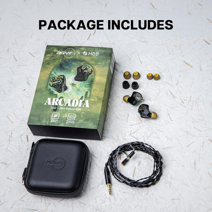 Linsoul ZiiGaat x HBB: Arcadia In-Ear Monitor, 1DD+2BA hybride oortelefoon IEM, bedrade gaming oordopjes, professionele geluidsisolerende binnen-ear monitoren met afneembare IEM-kabel voor muzikanten