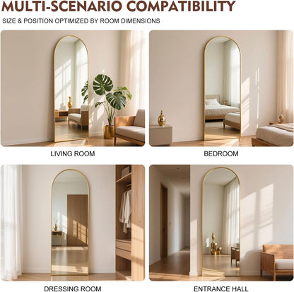 Volledige Spiegel – Staande Spiegel – Wandspiegel – Full Body Spiegel – Goudkleurige Spiegel – Onbreekbaar Veiligheidsglas – Aluminium Frame – 163 x 53 cm