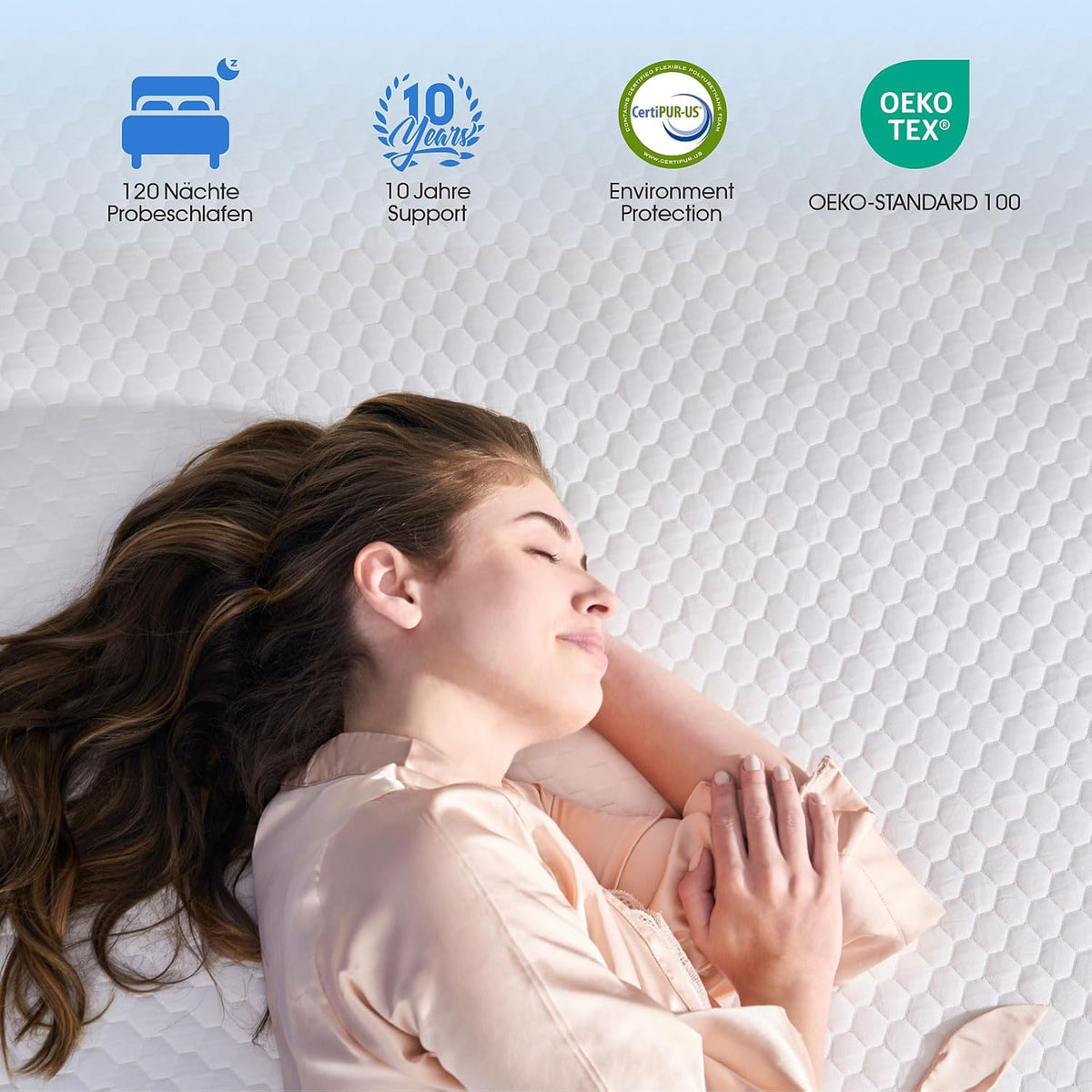 H5 matras, koudschuimmatras met ijszijden overtrek, verkoelend gel- en bamboehoutskoolschuim, 7-zones comfort, Oeko-Tex & CertiPUR-US gecertificeerd, 120 nachten proefslapen, 20 cm, 90 x 200 cm