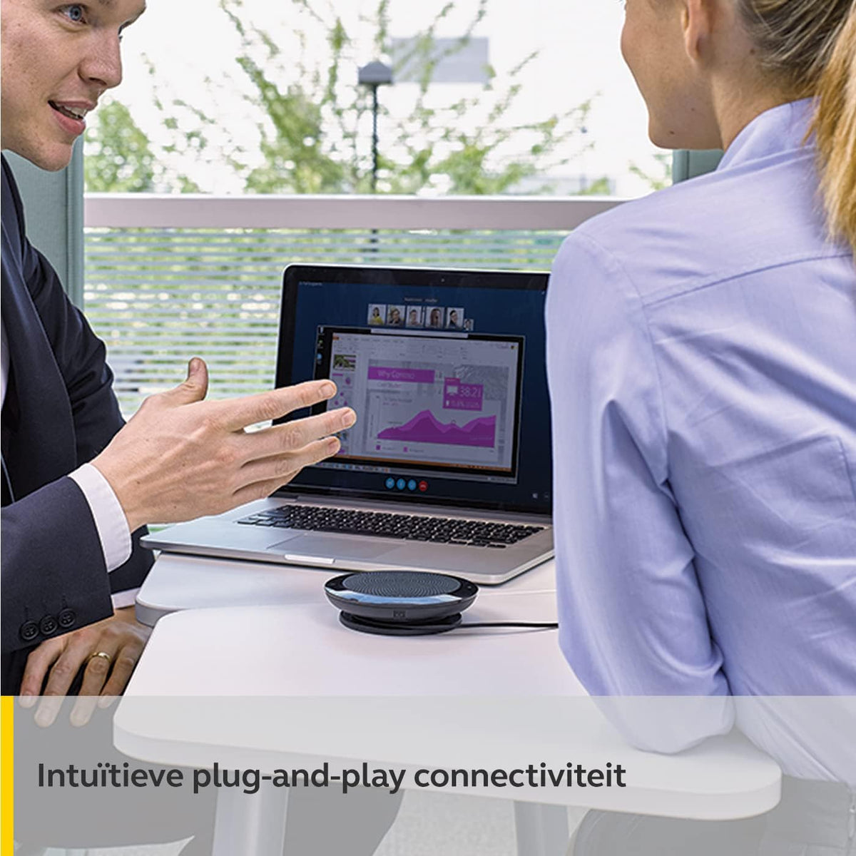 Jabra Speak 410 Speakerphone – Unified Communications-geoptimaliseerde Draagbare Conferentiespeaker met USB – Plug-en-Play-verbinding met Computers
