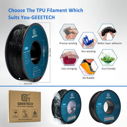 TPU-filament – Flexibel Filament – Elastisch 3D Filament – Rubberachtig Filament – UV-bestendig Filament – 6 kg (3x Zwart + 3x Wit) – 95A Hardheid – Diameter 1,75 mm