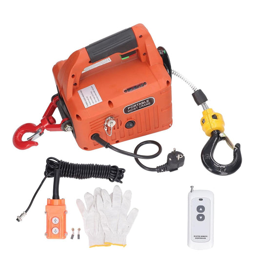 Elektrische Kabellier, 500 Kg Elektronische Kabeltakel met Draadloze Afstandsbediening, Overbelastingsbeveiliging, 7,6 M, Maximale Hefhoogte 1500 W (EU-stekker 220V)