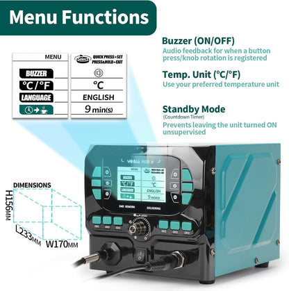 YIHUA 992D-II 2-IN-1 precisiesoldeerstation en heteluchtpin herwerkstation
