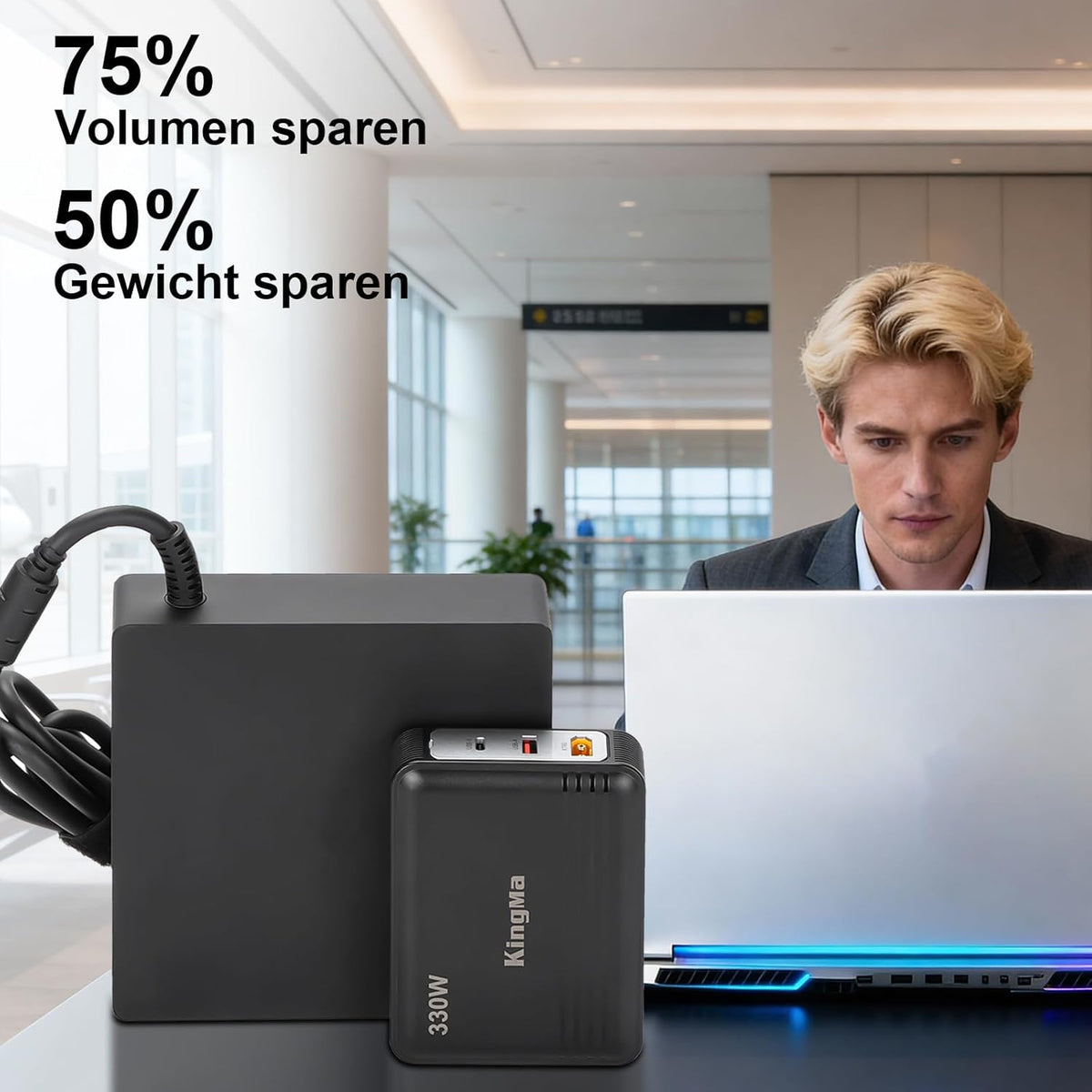 330 W HP Omen Gaming laptoplader voor HP Omen 15/16/17, Pavilion Gaming Laptop 16/15 3-poorts PD 3.0 (20V/16,5A) GaN snellaadstation met 45-30 mm kabel voor professionele technische laptops