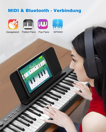 Opvouwbare Piano Met 88 Toetsen – Keyboard – Pianotoetsenbord – Digitale Piano – E-Piano – 180° Opvouwbaar – Bluetooth/MIDI