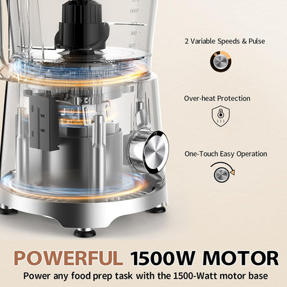 Keukenmachine en hakmolen, 1500 W, 2,5 l, keukenmixer met 2 l mixer, 200 ml koffiemolen voor citruspers, ijscrematie, malen, hakken, hakken, snijden en bereiden van pasta