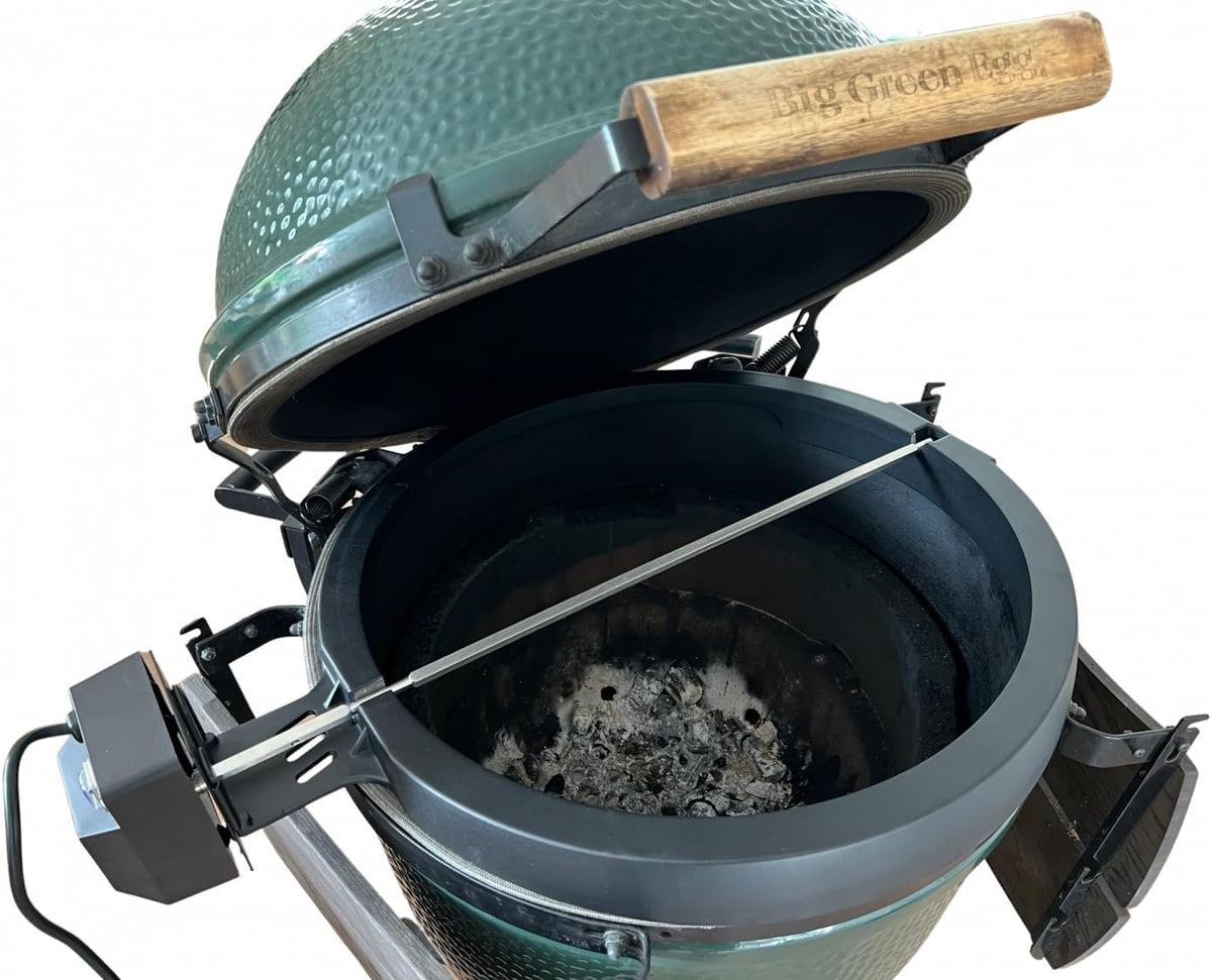 draaispit van aluminium voor Kamado BBQ Large, compatibel met Monolith Classic 2.0, Big Green Egg Large, Kamado Joe Large - grillspit, rotisserie, garen, keramische grill