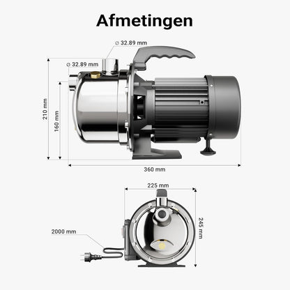 Waterpomp – Tuinpomp – Besproeiingspomp – Dompelpomp – Vuilwaterpomp – 1100W Krachtige Motor – Roestvrijstalen Behuizing