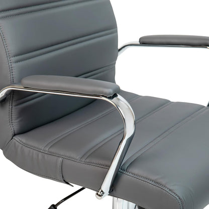 Flash Furniture Whitney Bureaustoel met hoge rugleuning - grijs LeatherSoft Executive draaibare bureaustoel met chroom frame - draaibare fauteuil