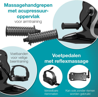 ELONEO Mini Hometrainer Fiets - 2in1 Arm en Been Oefenapparaat Zittend, Gemotoriseerd, 12 Snelheidsinstellingen, LCD-Display, Zittende Trainer voor Thuis, Sofa, of Onder Bureau