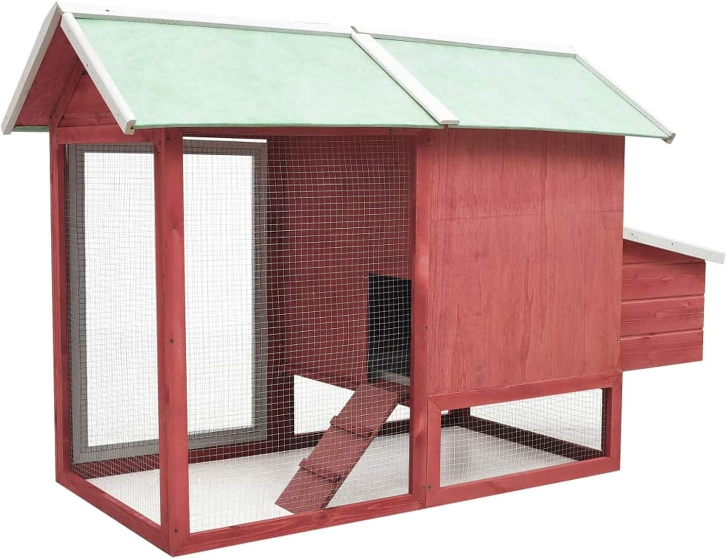 Tidyard Chicken Cage with Non-Slip Walking Board for Easy Access to Upper Floor, Weatherproof, Chicken Aviary Chicken Coop, Duck Cabinet, Red, 170 x 81 x 110 cm, Solid Wood - QUORE