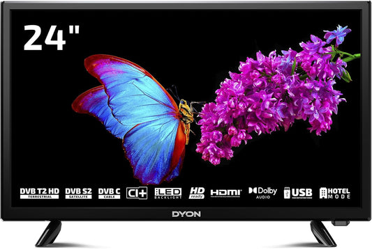 DYON Enter 24 Pro X2 60 cm (24 inch) televisie (Triple Tuner (DVB-C/-S2/-T2), hotelmodus, USB-mediaspeler, modeljaar 2022, zwart