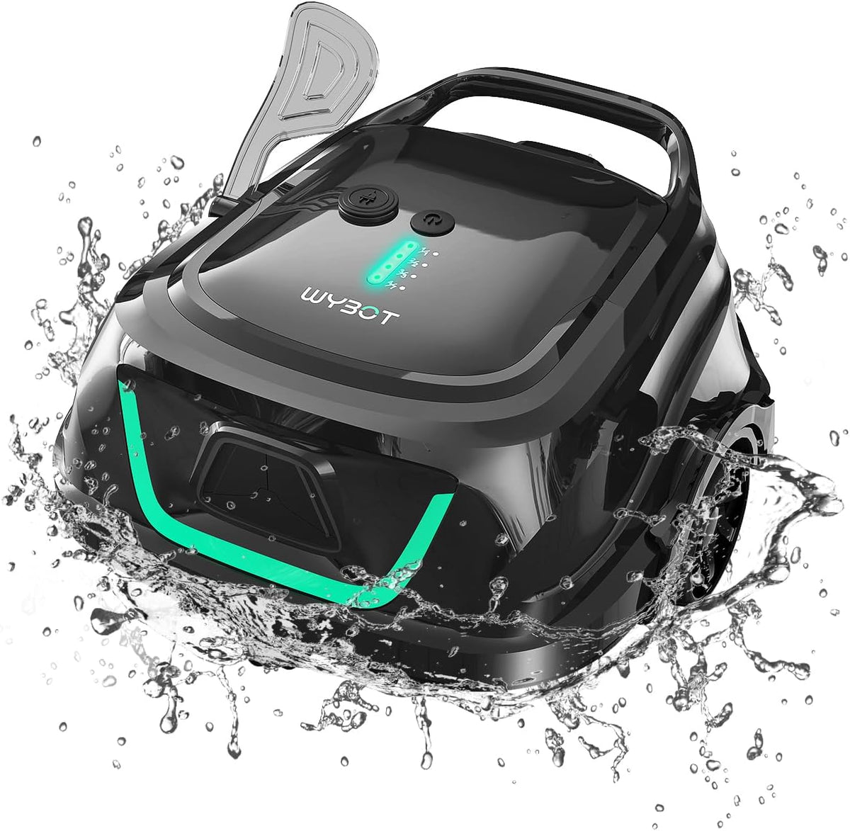 WYBOT A1 Zwembadrobot-accu met dubbel filtersysteem, 120 minuten, ultrastille reiniging voor zwembaden van 100 m², energiebesparend systeem en draadloze zwembadstofzuiger, mat, zwart-groen