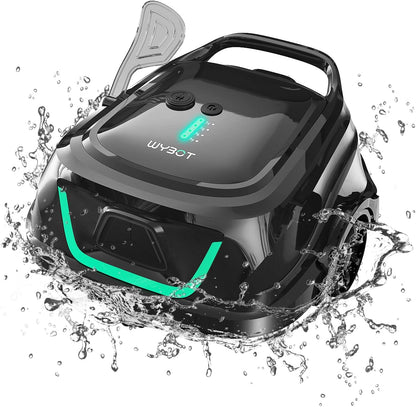WYBOT A1 Zwembadrobot-accu met dubbel filtersysteem, 120 minuten, ultrastille reiniging voor zwembaden van 100 m², energiebesparend systeem en draadloze zwembadstofzuiger, mat, zwart-groen