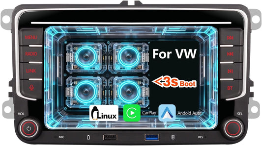 Auto Audio voor VW Systeem Upgrade OEM Hi-Fi geluidskwaliteit | Bluetooth 5.0 met draadloze Carplay Andriod Auto DSP Audio systeem Smart Sound aanpassing | Plug-and-Play voor VW Golf/Passat/Tiguan