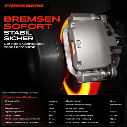 Frankberg 2x Brake Caliper Disc Brake Rear Left Right (with Bracket hole spacing 120mm) Compatible with Transporter IV S.h.a.r.a.n Alhamb.r.a Galaxy Replace# 7D0615424B