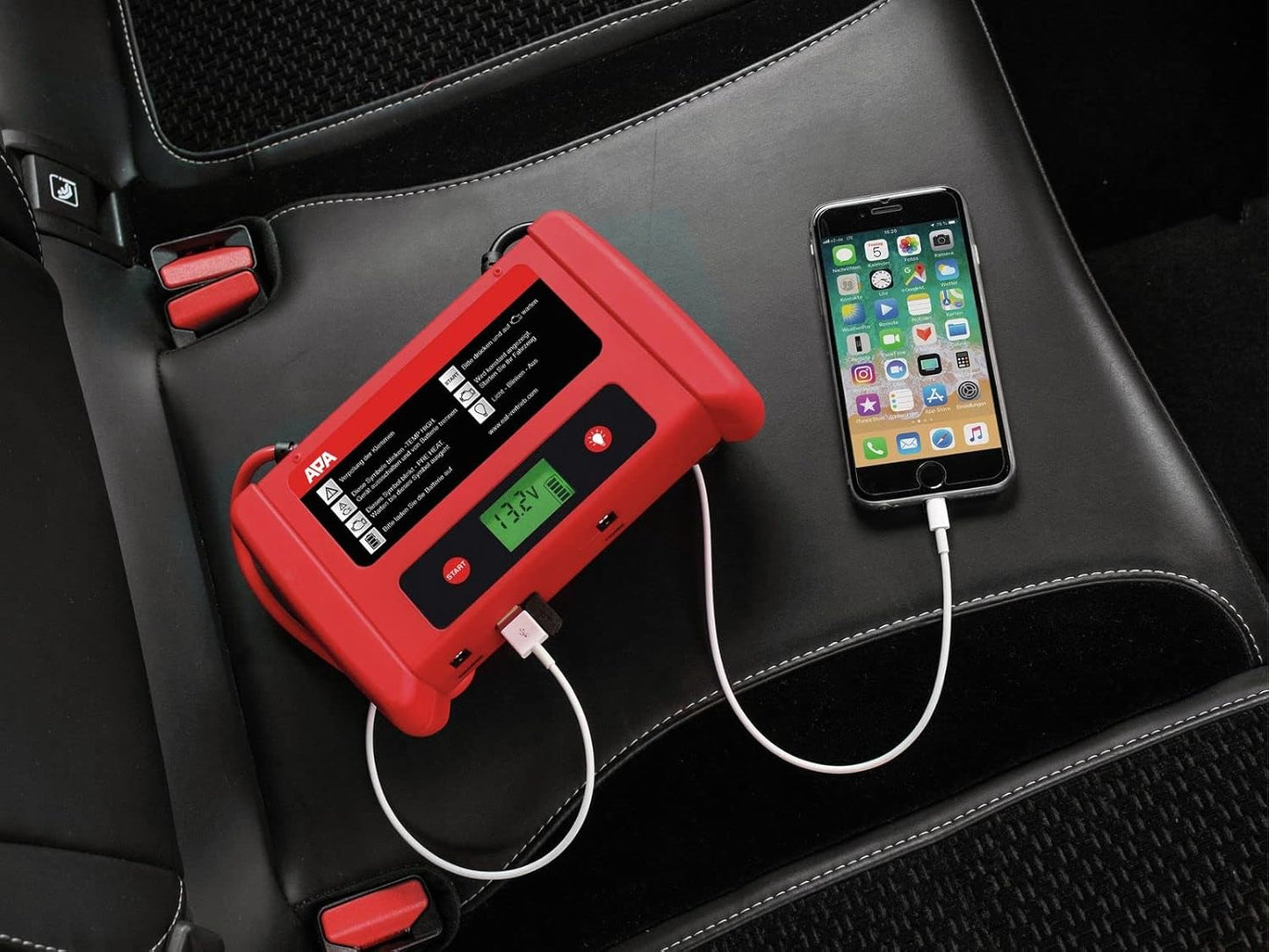 Lithium jumpstarter – Powerpack – Starthulp – Startbooster – Noodstarter – Zwart – LiFePO4 12.000 mAh – 12V 300A, max. 600A