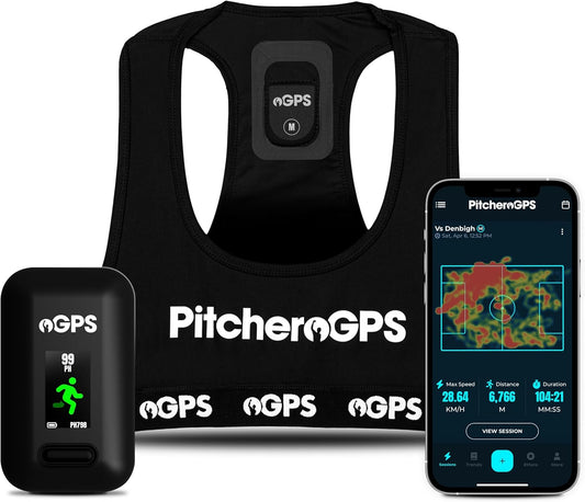 PitcheroGPS Fitness Tracking-pakket, GPS-sporttracker-vest en 12 maanden abonnement, voetbaltrainingsuitrusting (Adult Medium)