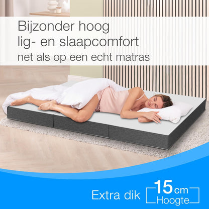 ELONEO Opvouwbaar Matras 1 Persoon, Premium Visco Schuimmatras, 120x200 cm, Dikte: 15 cm, Reisbed voor Kinderen en Volwassenen, Extra Bed voor Volwassenen en Kinderen - QUORE