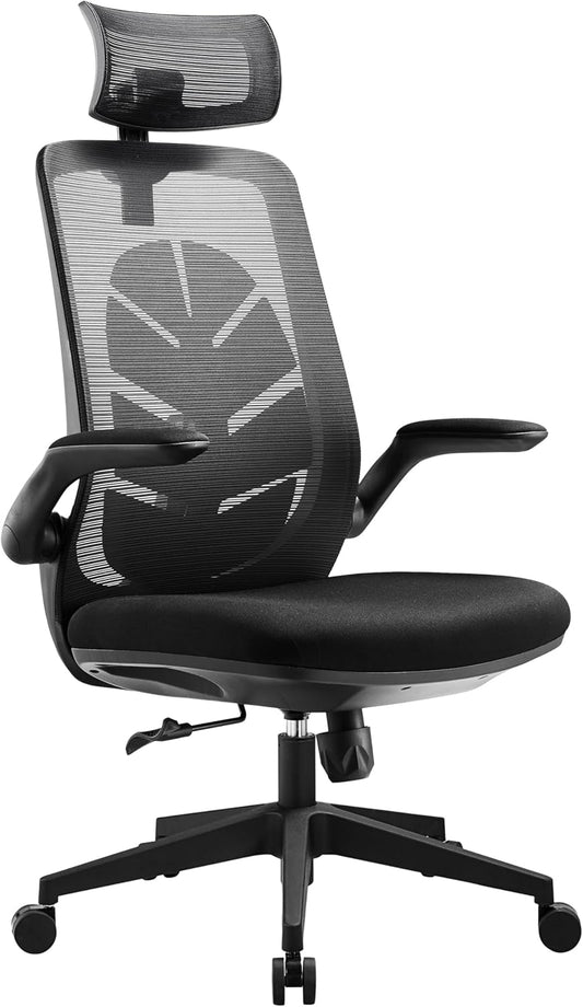 Subsonic - Ergonomische kantoorstoel I-Care Leaf : Gaming kantoorstoel met ademende vezels, lendensteun, verstelbare hoogte, rugleuning en hoofdsteun, neerklapbare armleuningen, schommelend - Zwart