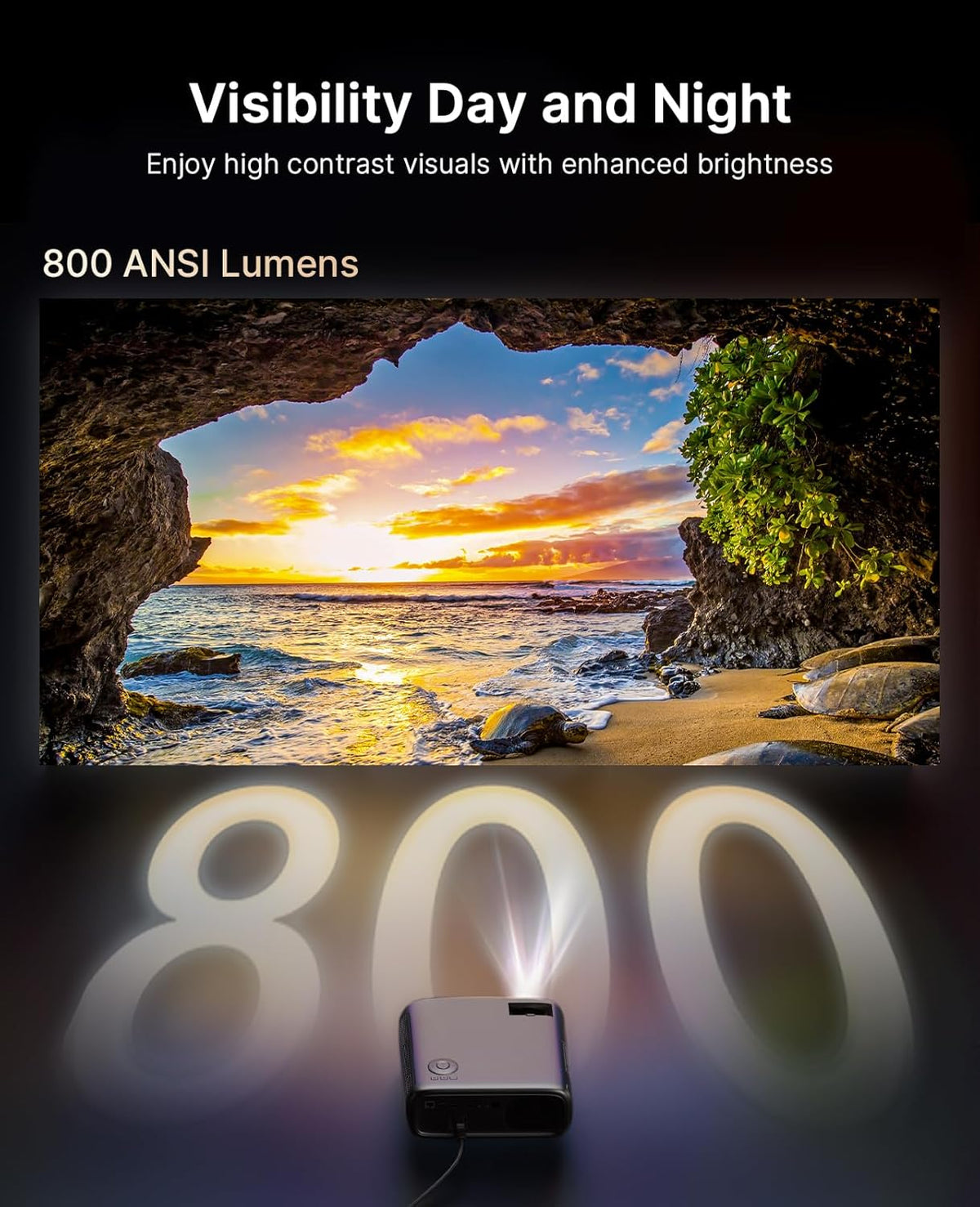 NexiGo PJ40 Pro Projector with Google TV, native 1080p, 4K-ondersteuning, AI-beeldverbetering, 800 ANSI-lumen, slimme projector met automatische keystone-correctie