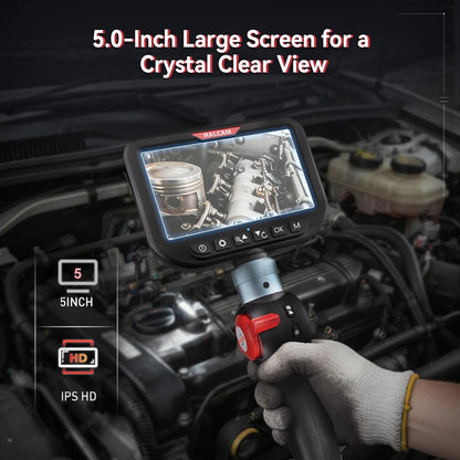 Ralcam Endoscoopcamera met licht, endoscoopcamera met 180° beweegbare kop, 8,5 mm dual-sonde, 5 inch HD-display, inspectiecamera, IP67 waterdicht, buiscamera met 3M halfharde kabel en 6+1 leds