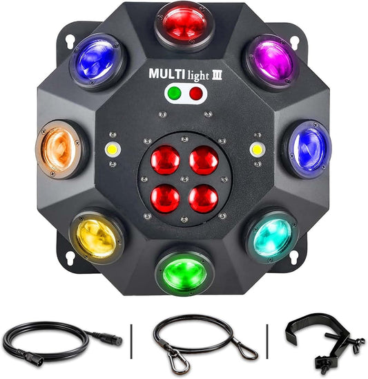 Beweegbaar hoofdlicht, 150 W RGBW 4-in-1 led-DJ-podiumverlichting, DJ-verlichting met oneindige rotatie en geactiveerd geluid, voor bruiloft, DJ-feestjes en live-huis
