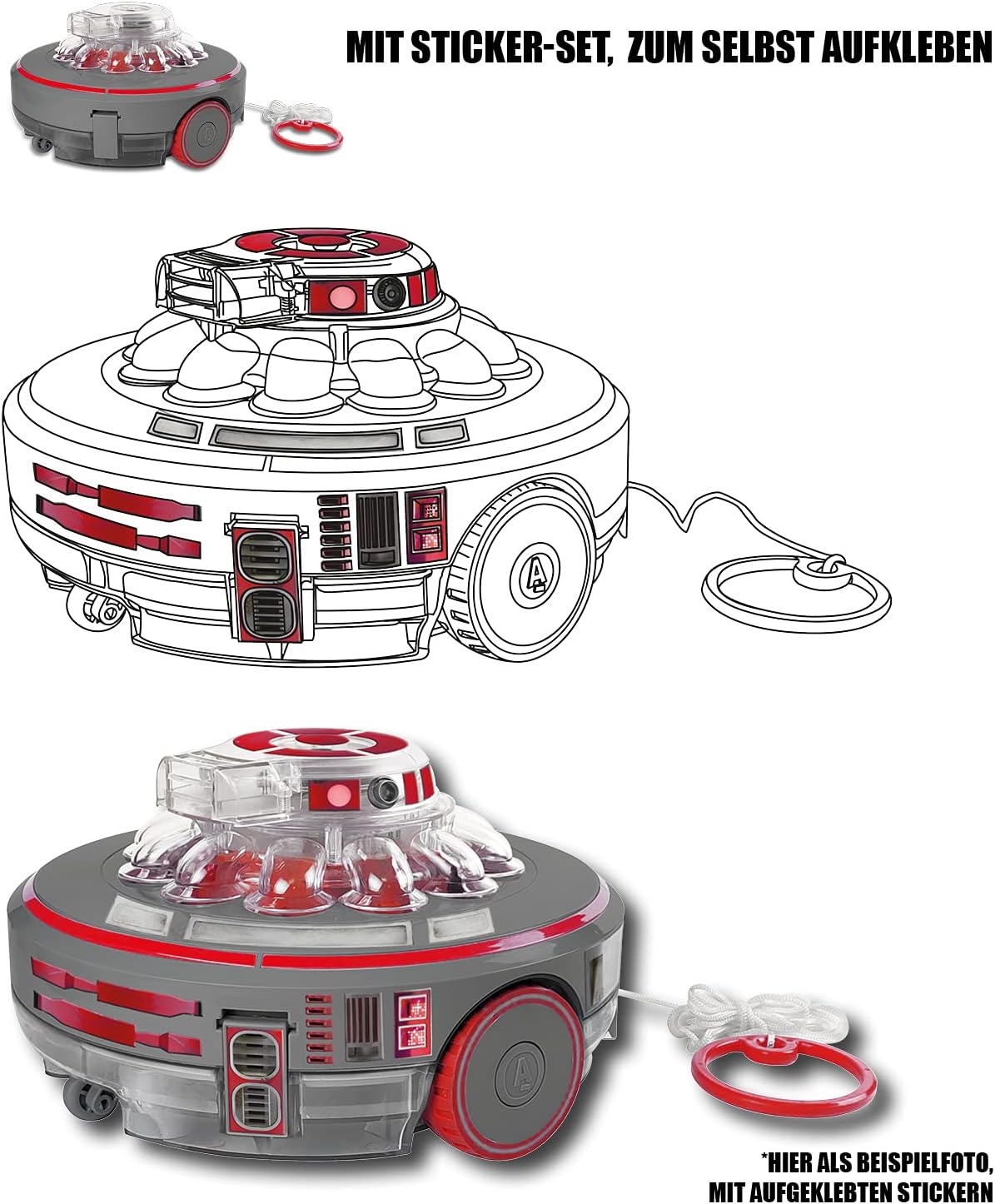 MAUK® Zwembad vloerreiniging robotstofzuiger | Li-Ion accu zwembadzuiger | 200 m² rond en draadloos | DAS! Origineel met ruimtestickerset