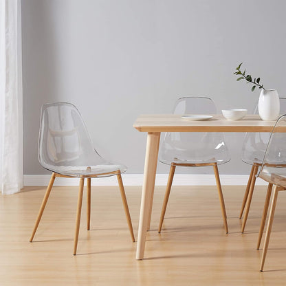 CangLong Acryl Ghost Crystal Clear Zitting, Moderne Plastic Shell Accent Zijstoelen voor Keuken, Dineren, Wonen, Gasten, Slaapkamer, Set van 4