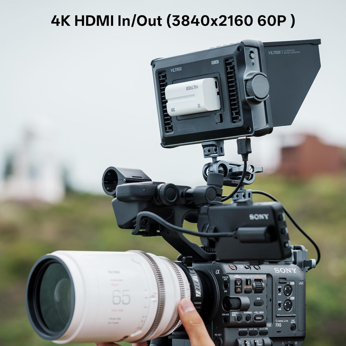 VILTROX DC-A1 7-inch touchscreen cameramonitor - 2800 nit, 60Hz 4K met koelventilatoren, 1920x1080 DSLR, 4K HDMI in/uit, 170° groothoek