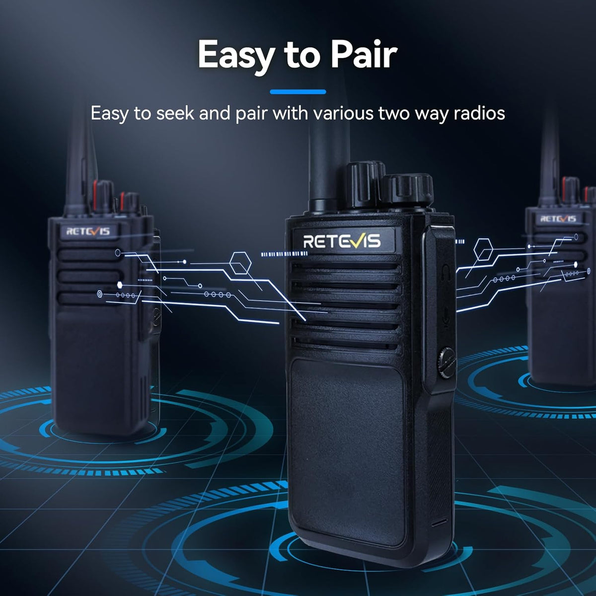 Retevis P62 IP68 Waterdicht Walkie Talkie, Professionele Portofoon Dualband, Walkie Talkie met Microfoon, 2500mAh Draagbare Radio Robuust voor Boerderij, Bouwplaats (Zwart, 3 Stuks)