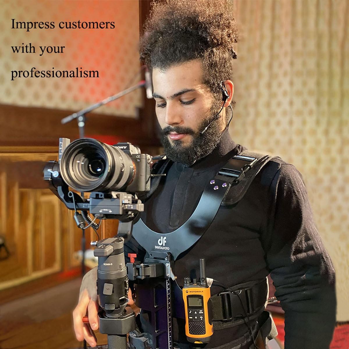 DF DIGITALFOTO Thanos Gimbal Vest, Universeel Video Camera Gimbal Support Vest System, voor Documentaire Filmen, Compatibel met DJI RS2/RS3/RS3Mini/RS4/RS4Pro, ZHIYUN Crane 2S, Laadvermogen 2-5kg