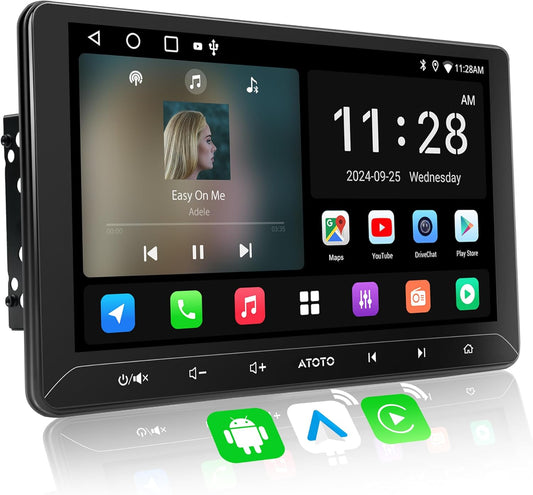 ATOTOZONE A5L Android Autoradio 2 Din Digitale media-ontvangers, Android Auto&CarPlay sans Fil, Tethering via WiFi/BT, Bluetooth,MirrorLink,48-B EQ DSP, FM/AUX (10.1")