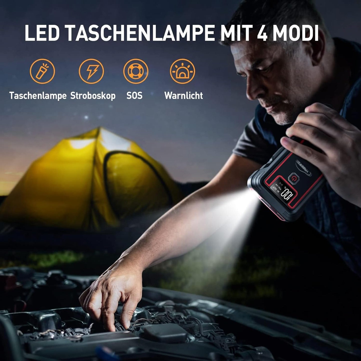 Starthulp Powerbank – Jumpstarter – Startbooster – Booster – Noodstarter – Voor 12V Auto, Motor, ATV En UTV – 5000 A Piekstroom – 23800 mAh Accu